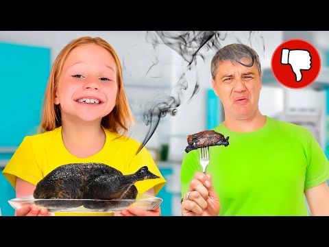 Nastya nấu ăn cho bố – nhưng có chút rắc rối!