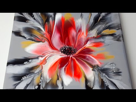 (1051) Gray Canvas & Silver effect | Bubble Wrap Dip | Just Acrylic Paint & Water | Designer Gemma77