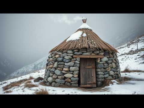 Winter Alone in the Mountains ❄ Man Builds Stone Shelter for Survival  @Hadioutdooradventures​
