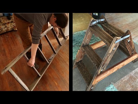 DIY Wooden Step Stool from 1959 Attic/Loft Ladder