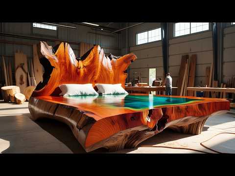 Transform A Giant Redwood Tree Trunk;Into A Stunning Live Edge Bed/With Luxurious Natural Wood Grain