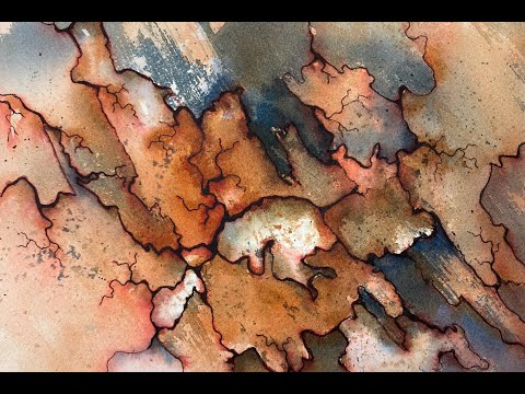 Abstract WATERCOLOR & INK - Relaxing Painting Process - 343
