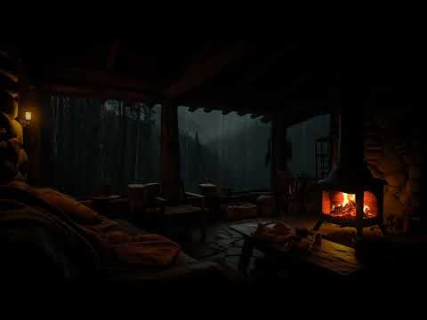 Night Rain & Cozy Fireplace Sounds | Calm Your Mind, Defeat Insomnia & Drift Into Deep Sleep