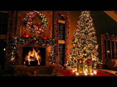 1 Hour of Classic Christmas Songs with Christmas Fireplace 🎄🎅🏻