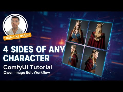 ComfyUI Tutorial: Get 4 Sides of Any Character from ONE Image with Qwen Image Edit 2509 Plus!