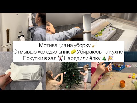 Мотивация на уборку 🧹 Отмываю холодильник 🧽 Убираюсь на кухне. Покупки в зал 🏋🏻‍♀️ Нарядили ёлку 🎄 