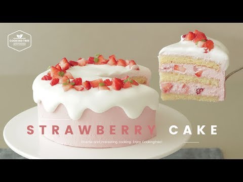 Full of strawberries! It's so pretty~ Strawberry Cake Recipe * Baking, Dessert