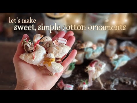 learn to make vintage style spun cotton holiday ornaments from simple materials: old fashioned craft