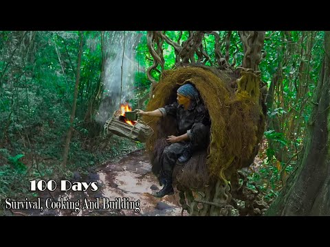 100 Days Survival Challenge - Survival Alone In The Rainforest | Build a Tree House