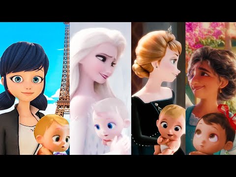 The Gift of Storks-Elsa, Marinette, Alya, Anna, Merida, Rapunzel, Moana, Raya, Mirabel, Isabella