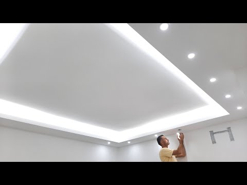 How to install a simple and easy gypsum board decoration with paint and lighting