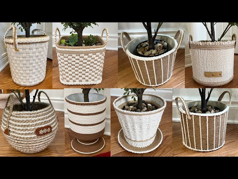 7 Diy Basket/ Diy Plant Basket/ Diy Rope Basket/ Jute Rope Basket/ سبت يدوي