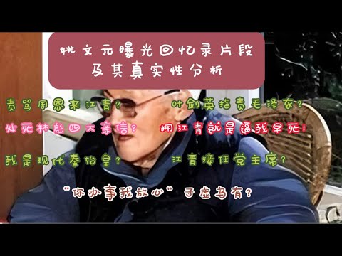 姚文元曝光回忆录片段及其真实性分析：毛泽东当面责骂周恩来江青？毛泽东打算处死林彪的四大亲信？叶剑英指责毛泽东？你办事，我放心子虚乌有？#毛泽东 #江青#林彪 #周恩来#叶剑英#姚文元