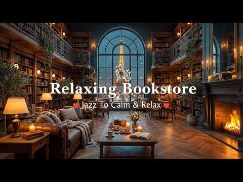 Cozy Cafe in a Relaxing Bookstore Ambience - Gentle Jazz Music With Natural Therapy for Study, Work
