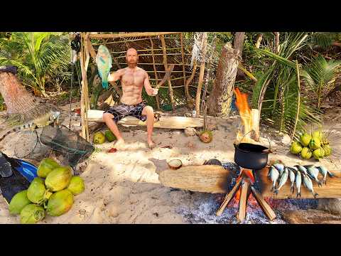 6-DAYS ALONE - Cast Away Island Survival Camping - NO Food, Fire, Water, or Shelter