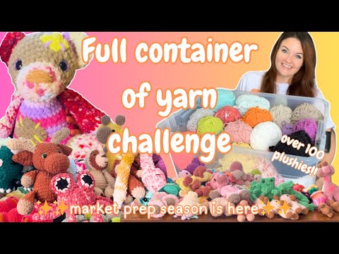 I crocheted an ENTIRE container full of yarn (as a challenge) to market prep