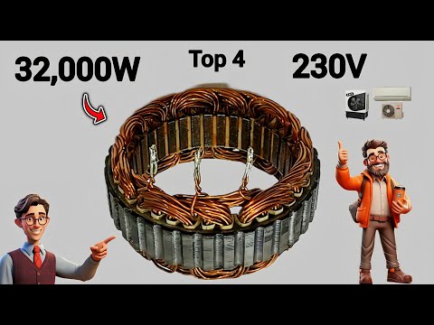 Top4 Free Energy with New Copper 32,000oW💡 Electricity system Condenser Magnet light bulb idea