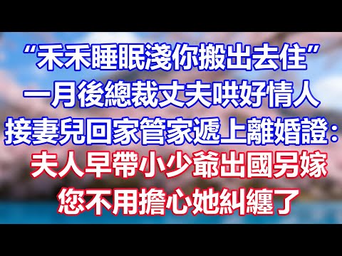 “禾禾睡眠淺你搬出去住”，一月後總裁丈夫哄好情人，接妻兒回家管家遞上離婚證：夫人早帶小少爺出國另嫁，您不用擔心她糾纏了
