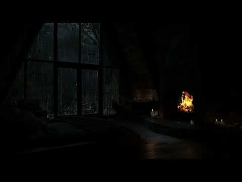 Fall Asleep Instantly (No Ads)😴Heavy Rain, Soft Thunder🔥Fire Sounds for Relax &Quite Night #newyear
