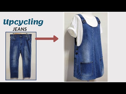 DIY Upcycling Jeans/청바지 리폼/원피스/Apron/청치마/Denim Dress/Reform Old Clothes/앞치마/멜빵/옷만들기/skirt/Refashion