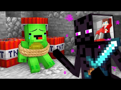 JJ Control Enderman MIND to KIDNAP Mikey in Minecraft Maizen