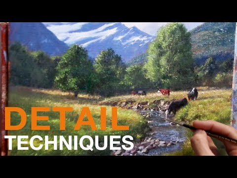 Painting a MOUNTAIN scene outdoors - DETAIL TECHNIQUES in Oils