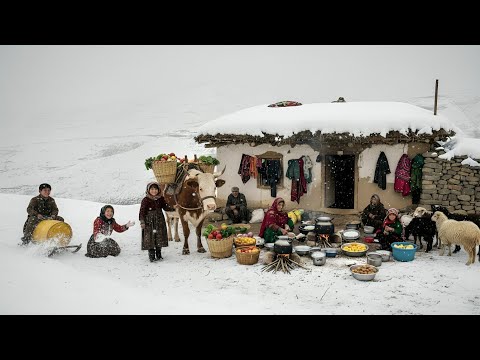Surviving Extreme Winter in Afghanistan’s Coldest Mountain|Village Life,Cooking,Kids’ Sledding.