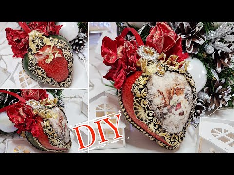 Christmas Ornaments DIY / Decoupage Vintage Christmas Tree Baubles 🎄💜