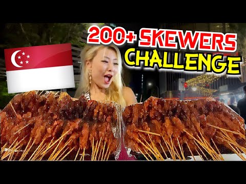 200+ SKEWERS CHALLENGE at Lau Pa Sat in Singapore!! #RainaisCrazy