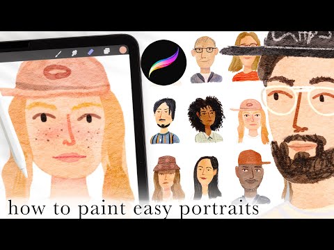 Let's paint a bunch of simple portraits from photos 💁 10 step procreate watercolor portrait tutorial