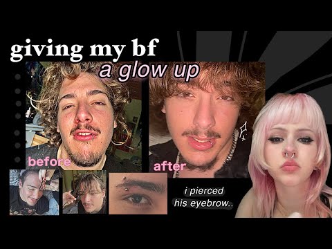 treating my boyfriend like the princess he is ;3 skincare, haircut, shaving, brow piercing