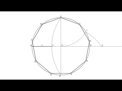 How to draw a regular nonagon inscribed in a circle