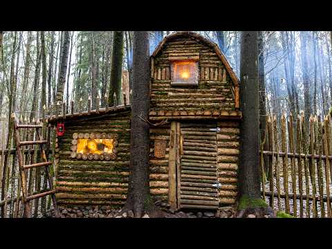 Bushcraft Cabin Winter Upgrade | Making a Warm and Livable Forest Shelter
