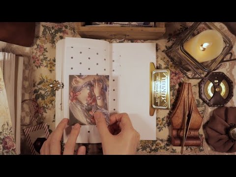ASMR | Decorating a vintage diary with a christmas theme | no talking