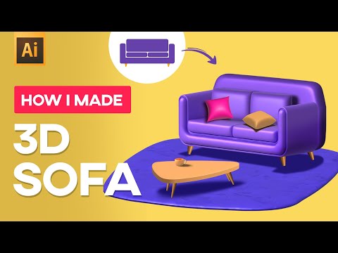 How to make 3D SOFA in Adobe Illustrator very easy  |  EASY 3D
