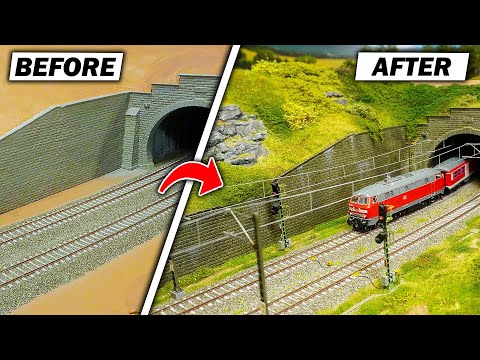 Impressive transformation of an H0 model railroad tunnel entrance 🌳🛤️| Building report episode 28