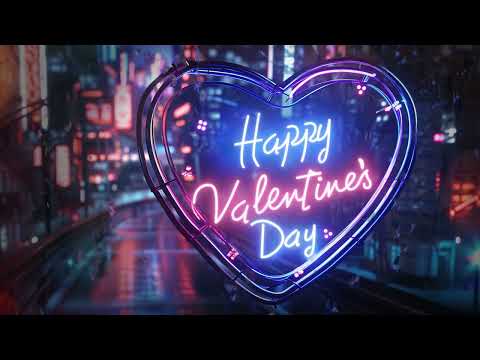 1 HOUR blue pink night city neon v1 | Happy San Valentine's Day Video Loop Wallpaper Screesaver