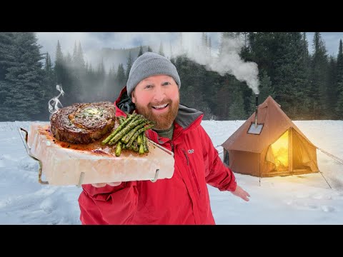 I Cooked a Steak on a SALT BLOCK in a Hot Tent!