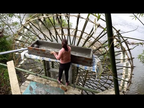 Building water pump system for copper soup - Building plastic and concrete water wheels