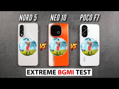 iQOO Neo 10 vs Poco F7 vs OnePlus Nord 5 Extreme BGMI Test with FPS Meter, Heating & Battery Test 🔥