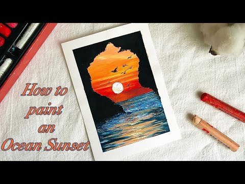 How to paint an Ocean Sunset | Soft Oil Pastels  |  Step by step tutorial