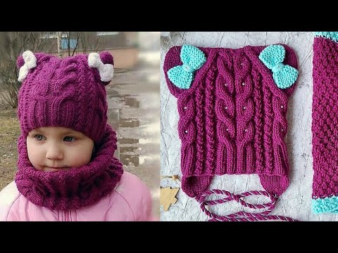 Осенняя  шапка для девочки. КотоШапка. Шапка с ушками.