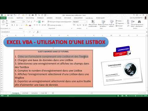 Excel VBA - Comment utiliser la ListBox dans un Formulaire (Module 1)