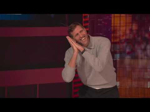 Dirk Nowitzki DID THE STEPH CURRY NIGHT NIGHT CELLY! LOL!