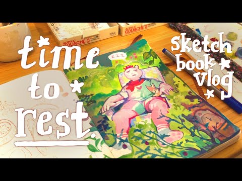 art reset vlog ✿ resting and painting with gouache in my sketchbook