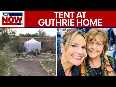 White tent set up in front of Nancy Guthrie home