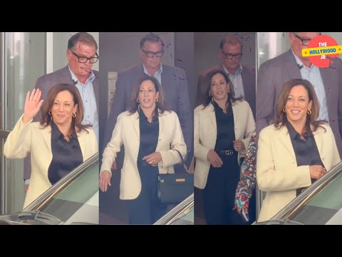 KAMALA HARRIS ALL SMILES AS SHE WAVES TO FANS AFTER DINNER AT E BALDI IN BEVERLY HILLS, CA!!!