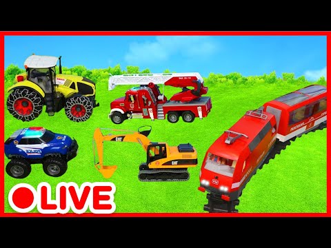 Juguetes Camión de Bomberos, Policía, Excavadora, Tractor 🚘 Vehículos para Niños | Kidibli