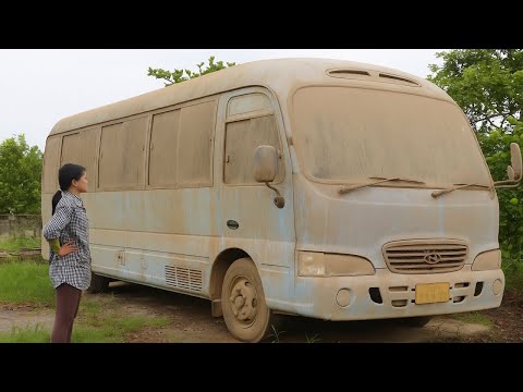 A girl renovates an abandoned bus and transforms it into a mobile cafe