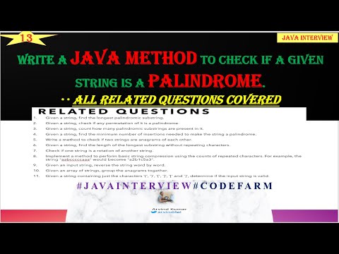 Check Palindrome in Java Using Different Approaches| Java Interview QnA | Codefarm #javainterview